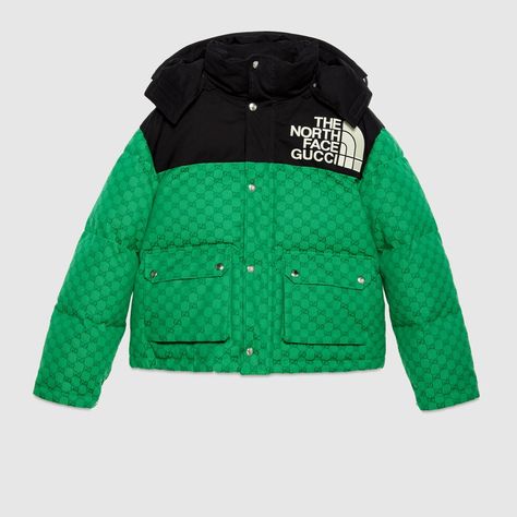 Shop the The North Face x Gucci padded jacket in green at GUCCI.COM. Enjoy Free Shipping and Complimentary Gift Wrapping. The North Face Gucci, Green North Face Jacket, North Face Gucci, North Face X Gucci, Puffer Jackets For Women, Gucci Jacket, Windbreaker Jacket Women, Womens Windbreaker, Fur Parka