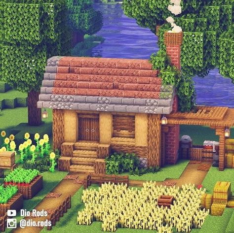 Minecraft Starter House Layout, Cute Easy Starter Homes Minecraft, Starter Homes Minecraft, Minecraft House Ideas Vanilla, Starter Houses Minecraft, Mc Starter House, Cute Minecraft Starter House, Minecraft Starter House Ideas, Starter House Minecraft