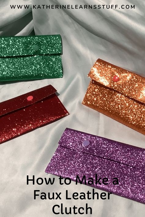 Faux Leather Clutch Bag For Shopping, Homemade Clutch Purse, Everyday Faux Leather Clutch Bag, Faux Leather Clutch Diy, Diy Bag Tags, Keys And Wallet, Diy Clutch Purse, Leather Clutch With Turn-lock Closure, Clutch Sewing