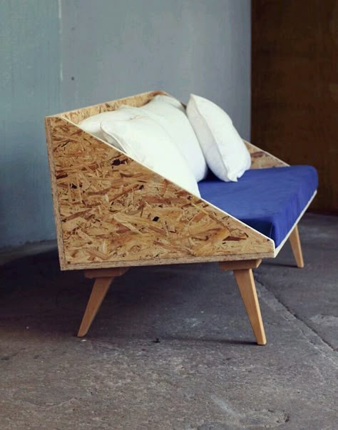 Osb Furniture, Diy Sofa, Wooden Sofa, Plywood Furniture, Ikea Furniture, Furniture Inspiration, Banquette, Interior Furniture, Sofa Design