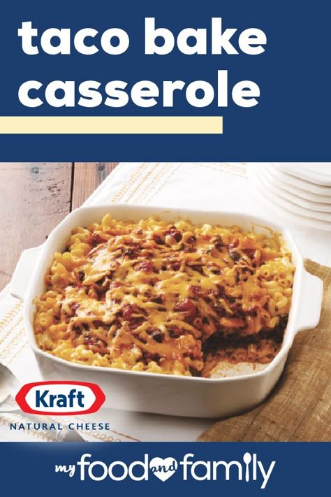 Kraft Taco Bake, Taco Casserole With Mac And Cheese, Taco Bake Mac And Cheese, Kraft Dinner With Ground Beef, Kraft Dinner Casserole, Kraft Dinner Ideas, Kraft Deluxe Mac And Cheese Recipes, Mac And Cheese Taco Bake, Casserole Mac And Cheese