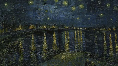 Starry Night on the Rhone (1888) by Vincent van Gogh Vicente Van Gogh, Van Gogh Exhibition, Sunflowers Painting, Starry Starry Night, Van Gogh Paintings, Dutch Painters, Starry Night Van Gogh, Over The River, Crystal Glassware