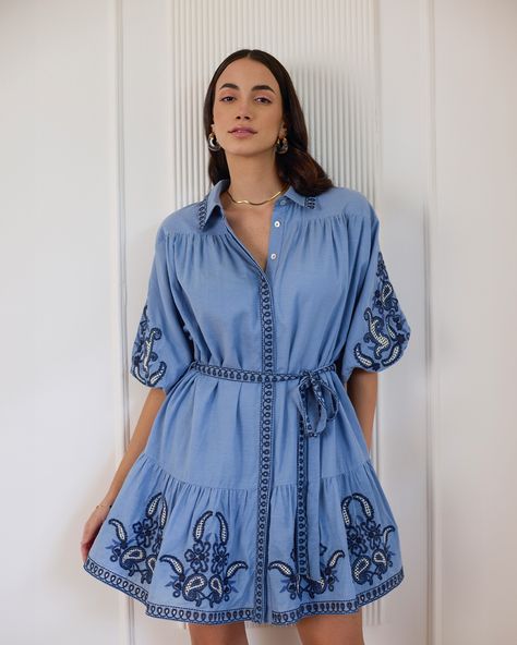 Spring Summer 2025, Bohemian Dress Casual, Beach Outfits Women Dresses, Oyster Dress, Japan Clothing, 2025 Spring, Embroidery Dresses, Into The Blue, Summer Colours