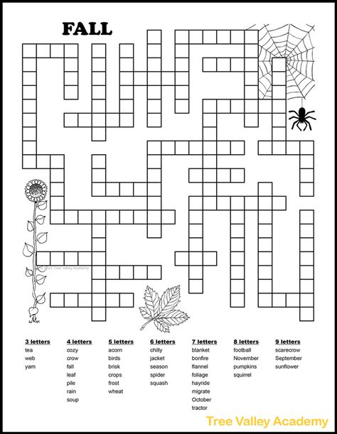 Free printable fall fill in puzzle for kids. Kids will need to fit in 36 autumn themed words into the fill in word puzzle. A fill it in puzzle helps kids work on spelling in a relaxing and fun way. Free downloadable pdf includes answer page. November Crossword Puzzle, Word Fill In Puzzles Free Printable, Cryptograms Free Printable, Halloween Decoration Printables, Kids Puzzles Printable, Facetime Games, Crossword Puzzles For Kids, Word Puzzles Printable, Autumn Themed Activities