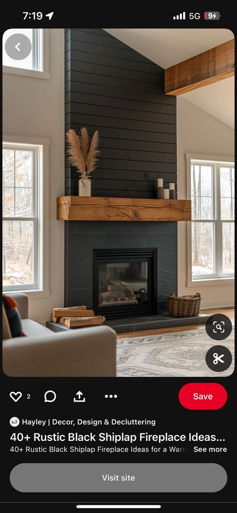 Under Tv Decor, Herringbone Fireplace, Black Brick Fireplace, Tall Wall Decor, Wood Mantle Fireplace, Red Brick Fireplaces, Craftsman Fireplace, Fireplace Update, Wood Mantle