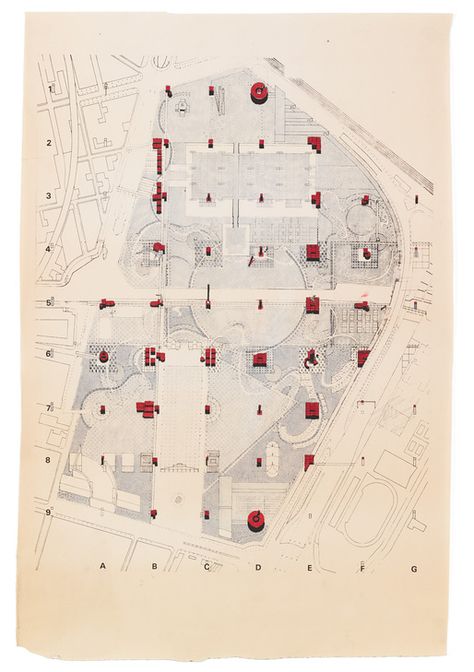 Bernard Tschumi, Sketch 1982 Parc de la Villette © BTA Bernard Tschumi, Baba Jaga, Deconstructivism, Architecture Today, Rem Koolhaas, Site Plans, Architecture Graphics, Landscape And Urbanism, Model Drawing