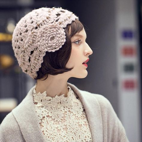 Cheap Women's Berets, Buy Quality Apparel Accessories Directly from China Suppliers:Lady Beret Hat Autumn Winter Female All match Wool Cap Korean Version New Knitted Berets Hats Women British Elegant Caps H6778 Enjoy ✓Free Shipping Worldwide! ✓Limited Time Sale ✓Easy Return. Beret Hat Pattern, Ladies Fedora Hat, Cap Korean, Bandeau Au Crochet, Beau Crochet, Color Knitting, Knit Beret, Hats Women, Crochet Cap