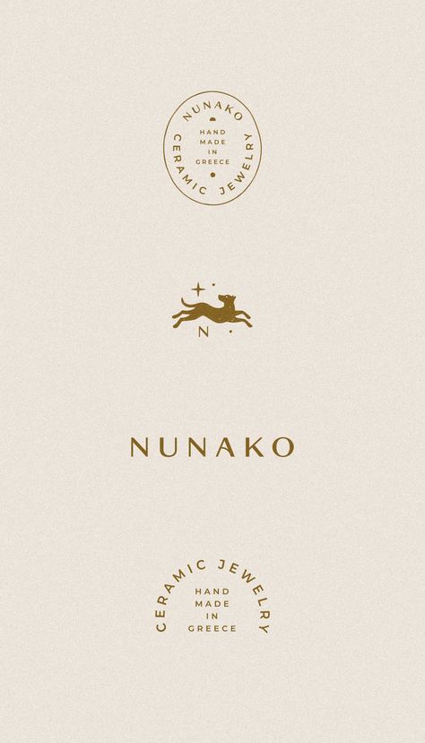 Brand Identity / logo variations for Nunako, ceramic jewelry handmade in Greece. Timeless, delicate, elegant logotypes 🌞 Ceramic Brand Identity, Handmade Jewelry Logo, Jewelry Business Logo, Jewellery Brand Logo, Art Deco Logo Design, Luxury Brand Logos, Jewelry Logo Inspiration, Jewelry Brand Identity, Elegant Logotype