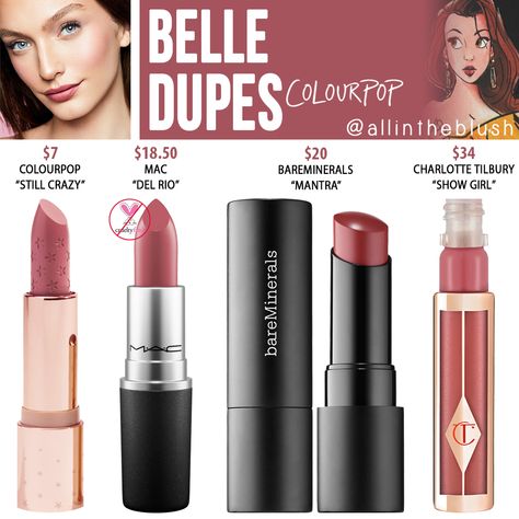 I have another Colourpop Lipstick dupe to share with you! The next shade up on the dupe list is “Belle”, an enchanted rosy berry hue... Matte Make Up, Colourpop Lipstick, Colour Pop, Makeup Swatches, Smokey Eyes, Drugstore Makeup, Perfect Makeup, Simple Skincare, Lipstick Colors