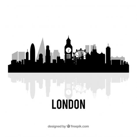 London Skyline Tattoo, London Skyline Silhouette, Paper Model Architecture, Cap Illustration, Uk Aesthetic, Skyline Tattoo, Skyline Artwork, Tokyo Skyline, London Illustration