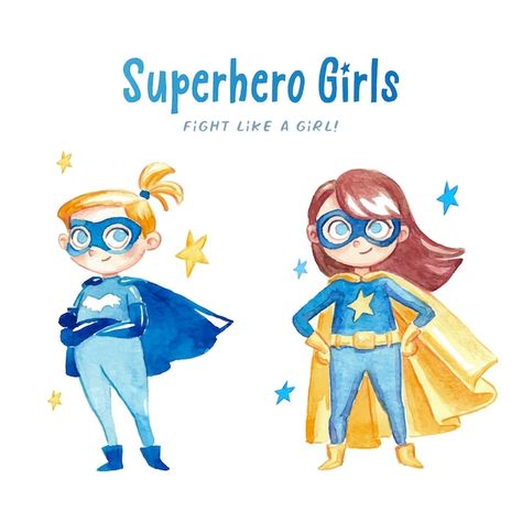 Watercolor superhero girls | Free Vector #Freepik #freevector #super-girl #female-superhero #cartoon-superhero #superhero Super Hero Illustration Character Design, Super Hero Illustration, National Girl Child Day, Hero Illustration, Girl Child Day, Sport Flyer, Baby Superhero, Kids Hero, Superhero Kids