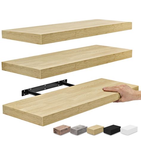 PRICES MAY VARY. 24 Inch Maple Wood Floating Shelves for Wall (Set of 3): Display charming showpieces, trophies, photo frames, decorative items, and other prized possessions while offering functional storage with the wooden floating shelves by Sorbus - Enhance home decor, bathroom decor, living room decor - Fill in empty wall space above a desk, fireplace, entryway, vanity, between windows - Each floating shelf measures approximately 23.75" L X 9.25" W Free Up Space in Your Home & Kitchen: Reduc Flower Fence, Shelves For Bedroom, Shelves For Wall, Floating Shelves Kitchen, Shelves Kitchen, Wooden Floating Shelves, Laundry Room Shelves, Wall Shelves Design, Living Room Shelves