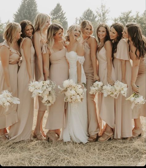 Tan Bridesmaids, Wedding Cricut, Beige Bridesmaids, Photography List, Taupe Wedding, Neutral Bridesmaid Dresses, Tan Wedding, 2025 Wedding, Champagne Bridesmaid Dresses