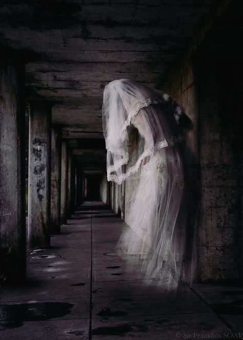 Creepy Hallway, Scary Bride, Ghost Core, Ghost Bride Costume, Types Of Ghosts, Horror Ideas, Ghost Aesthetic, Jungle Photography, Ghost Bride