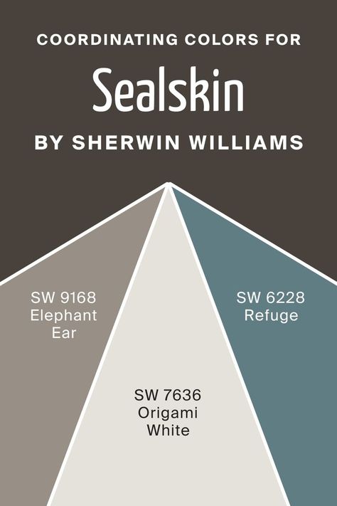 Sealskin SW 7675 Coordinating Colors by Sherwin-Williams Energy Colors, Zyla Colors, Origami White, Interior Wall Colors, Light Sea Green, Accessible Beige, Minimalist Interior Style, Cracked Pepper, Cool Undertones