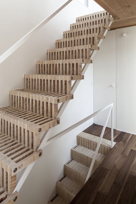 Stairs Reimagined: 12 Creative Modern Staircases Folding Stairs, Wooden Staircase, Escalier Design, Basement Stairs, Stair Handrail, Wooden Stairs, Wood Stairs, Stair Steps, Interior Stairs