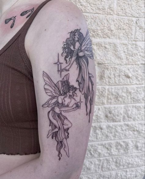 Fairy Sleeve Tattoo, Fairy Tattoo Ideas, Faerie Tattoo, Whimsical Tattoos, Tattoos To Cover Scars, Fairy Tattoo Designs, Theme Tattoo, Whimsical Fairy, Jesus Love