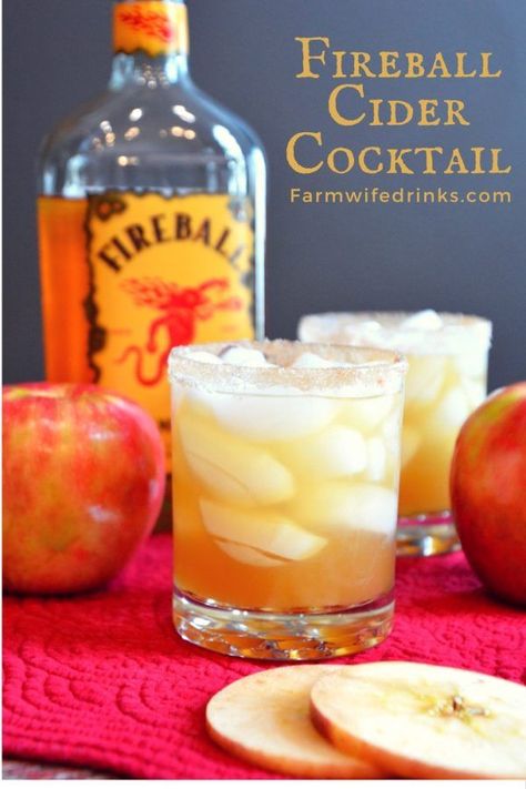 Just like apples and cinnamon are flavor partners so are Fireball Whiskey and Apple cider in this Fireball Cider Cocktail. Cocktails With Fireball, Mom Cocktails, Fireball Whiskey Drinks, Fireball Cider, Fireball Cocktails, Fireball Recipes, Fireball Drinks, Boozy Treats, Apple Cider Drink