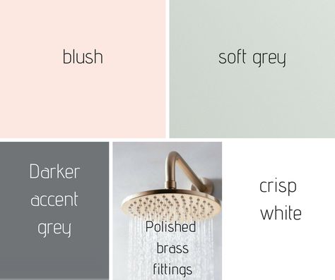 Bathroom Grey Tiles, Blush Bathroom, Light Grey Bathrooms, Grey And White Bathroom, Grey Accessories, Bathroom Grey, White Bathroom Accessories, Bathroom Color Schemes, Blush And Grey