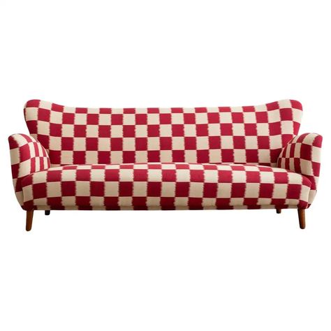 checkered couch Checked Sofa, Mid Century Italian, Pink Sofa, Italian Sofa, Living Styles, Sofa Seats, Modern Seating, Sofa Shop, Eclectic Style