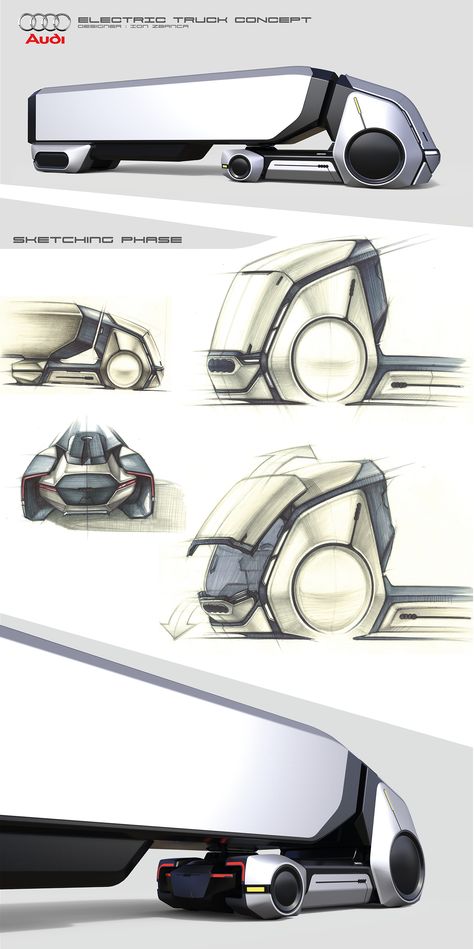 Audi Electric Truck Concept on Behance Truck Concept, Futuristic Cars Design, Future Transportation, Future Trucks, Electric Truck, Austin Mini, Audi Rs6, Industrial Design Sketch, Car Design Sketch