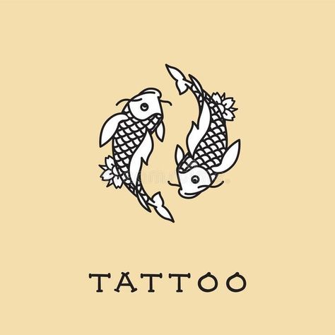 Traditional Coy Fish Tattoo, Pisces Tattoo American Traditional, Pisces Tattoo Traditional, Twin Fish Tattoo, Pisces Zodiac Sign Tattoo, Koi Fish Tattoo Traditional, Fish Traditional Tattoo, Pisces Fish Tattoo, Pices Zodiac Tattoo