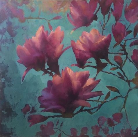 Magnolias by Jamel Akib Jamel Akib Art, Jamel Akib, Colors Inspiration, Affordable Art, Art Fair, Color Inspiration, Magnolia, Oil On Canvas, Wild Flowers