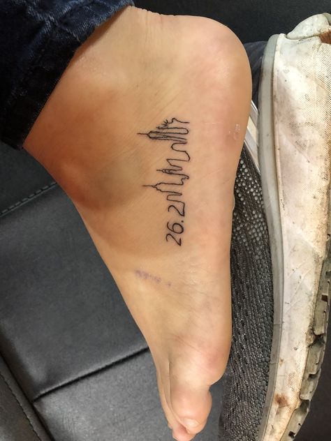 26.2 Marathon Tattoo Ideas, Nyc Marathon Tattoo, Chicago Marathon Tattoo, Marathon Tattoo Ideas For Women, Half Marathon Tattoo, Marathon Tattoo Ideas, Running Tattoo Ideas, Marathon Tattoo, Train Tattoo