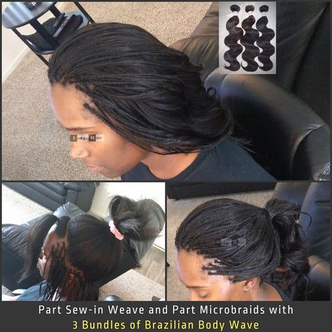 Body Wave Braids, Micro Braids Human Hair, Wave Braids, Micro Braids Styles, Sew In Braids, Invisible Braids, Micro Braids Hairstyles, Sew In Hair Extensions, Individual Braids