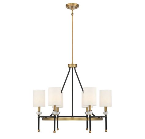 Tivoli 6-Light Chandelier in Matte Black with Warm Brass Accents Tall Chandelier, Savoy House Chandelier, Circular Structure, Crystal Room, Glamorous Look, Contemporary Chandelier, Savoy House, Linear Chandelier, Black Chandelier