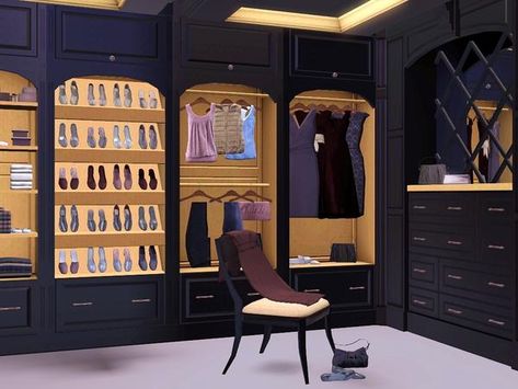 Brown Cherry Closet by Flovv http://www.thesimsresource.com/downloads/1203816 Fashion Designer Room, Sims 4 Clutter, Sims Building, Sims Games, Closet Decor, Closet Room, The Sims 4 Download, Sims4 Clothes, Sims 4 Cc Furniture