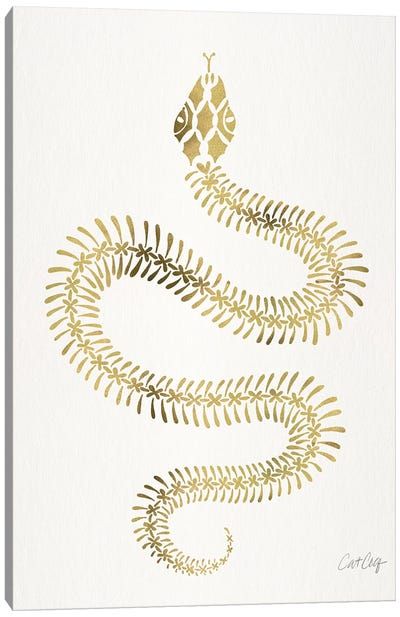 Canvas Art by Cat Coquillette | iCanvas Snake Outline, Snake Skeleton, Vogue Illustrations, Cat Coquillette, Snake Illustration, Serpent Tattoo, Gold Throw Pillows, Gold Art Print, Leather Wallet Pattern