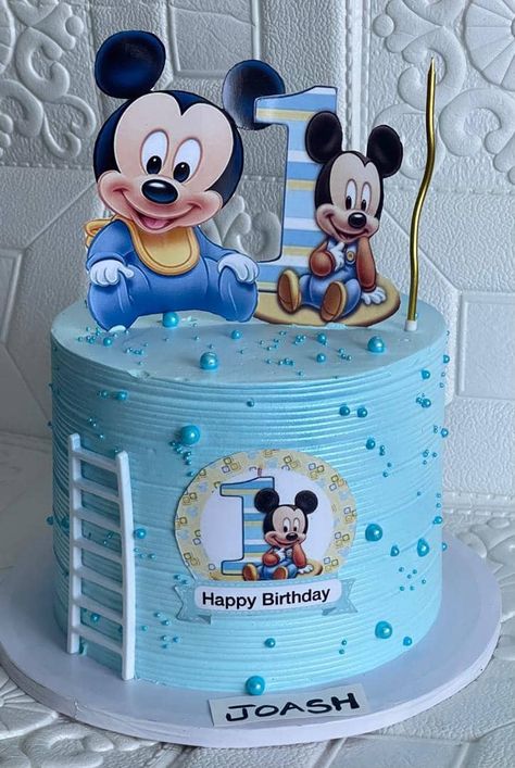 Monthly Cakes For Baby Boy, 1 Month Cake Baby Boy, Half Birthday Cake Mickey Mouse, Cake Designs Birthday Kids Boy, Mickey Half Birthday Cake, Blue Mickey Mouse Cake, Baby Birthday Party Decorations, Spiderman Cake Topper, 50th Wedding Anniversary Cakes