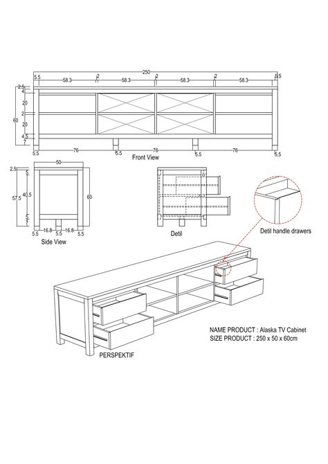 Tv Cabinet Dimension, Details Furniture, Table Detail Drawing, Drawer Section, Detail Drawing Interior, Drawer Detail Drawing, Detail Drawing, Cabinet Detail, Furniture Details Drawing