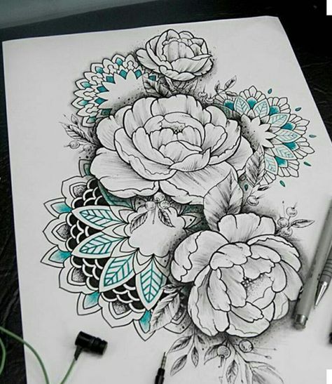 Dotwork Tattoo Mandala, Mandala Nature, Dotwork Mandala, Flowers Sketch, Tattoo Mandala, Flower Sleeve, Geniale Tattoos, Hand Tattoo, Half Sleeve Tattoo