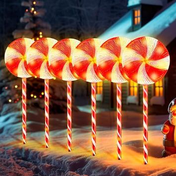 These would be PERFECT for "Candy Cane Lane" Flashmen 6PK 28inch Christmas Lollipop Pathway Light Outdoor Christmas Decorations 8 Lighting Modes Flickering Candy Marker Waterproof Outdoor Christmas Pathway Light 18ft (Red) Pathway Decor, Christmas Pathway Lights, Christmas Lollipops, Red Vines, Flickering Lights, Outdoor Lighting Landscape, Christmas String Lights, Pathway Lighting, Outdoor Christmas Lights