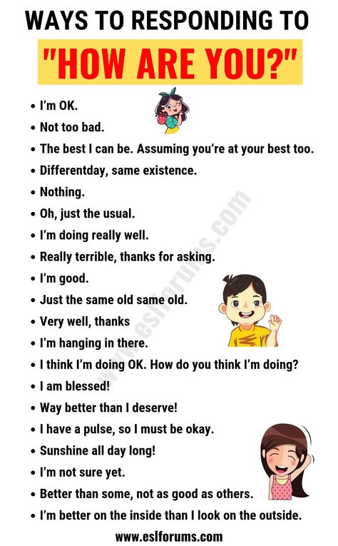 "HOW ARE YOU?" | Different Ways to Ask & Respond to "How are you?" Learning Quotes Education, Bahasa Jepun, Sms Language, Quotes Education, Essay Writing Skills, Conversational English, Kids English, People Talking, Interesting English Words