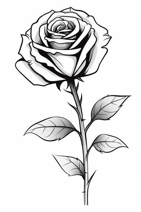 rose drawing in black and white Black Rose Drawing, Simple Flower Drawing Easy, White Rose Drawing, Doodle Minimalist, Diy Flower Painting, Cute Flower Designs, Beautiful Rose Drawing, Sketch Rose, Flower Drawing Easy