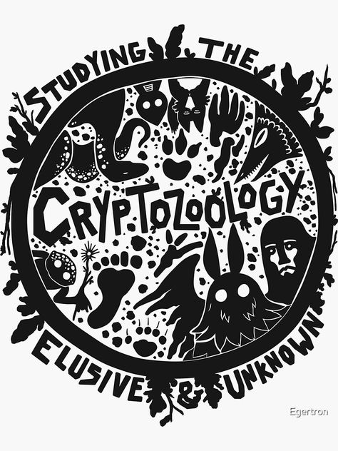 "Cryptozoologist Design" Sticker by Egertron | Redbubble Cryptid Illustration, Cryptid Core Posters, Cryptid Core, Cryptid Postcard, Cryptid Stickers, Cryptid Patches, Cute Moth, Myths & Monsters, Creative Drawing Prompts