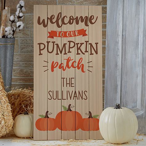 Welcome To Our Pumpkin Patch, Christian Halloween, Pumpkin Patch Sign, Wood Porch, Personalization Mall, Porch Welcome Sign, Porch Area, Wood Boards, Fall Yall