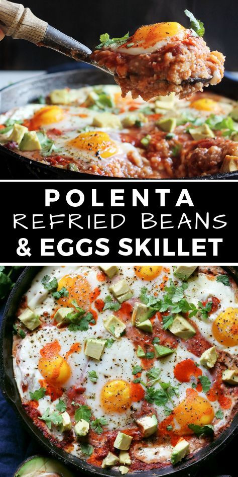 Bean And Egg Recipes, Mexican Polenta, Polenta Dishes, Polenta Breakfast, Creamy Refried Beans, Breakfast Polenta, Dysphagia Recipes, Breakfast Mexican, Struggle Meals