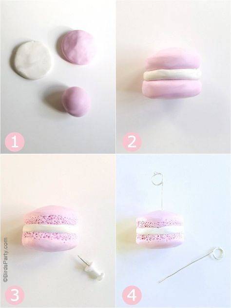 DIY Polymer Clay Macaron Place-Card Holders - a fun & easy craft to make with kids! These are perfect as hostess gifts or to embellish your party tables! by BirdsParty.com @birdsparty #kidscrafts #polymerclay #diymacaronsplacecardholders #placecardholders #macarons #diymacaronclay Clay Place Card Holders, Clay Macaron, Craft To Make, Diy Polymer Clay, Clay Works, Party Tables, Birthday Party Crafts, Polymer Clay Diy, Fake Bake