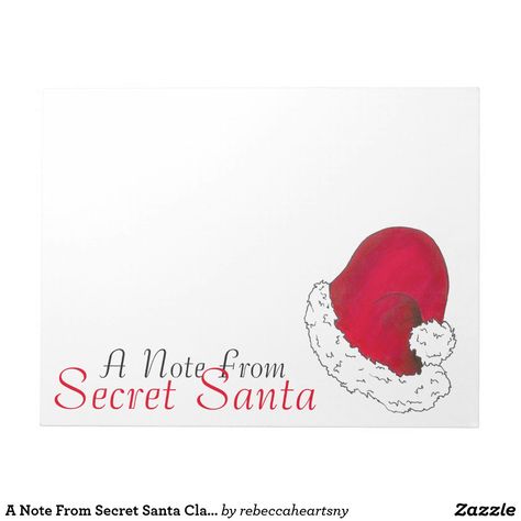 Note From Secret Santa, Secret Santa Sayings Note, Secret Santa Note, Secret Santa, Red Christmas, Birth Announcement, Santa Claus, Custom Holiday Card, Note Pad