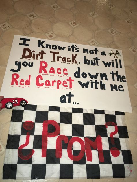 Dirt Kart Racing Promposal Racing Promposal, Dance Responses, Hoco Sign Ideas, Hoco Promposal, Sadie Hawkins Proposals, Girl Ask Guy, Creative Prom Proposal Ideas, Dance Asks, Sadies Dance