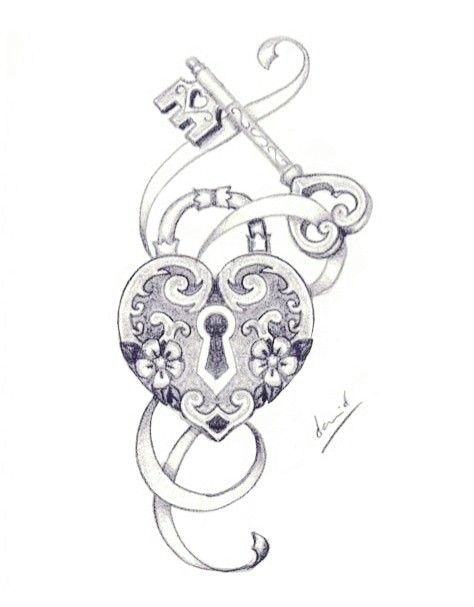 Padlock And Key Tattoo, Key To Heart Tattoo, Keyhole Tattoo Ideas, Vintage Lock Tattoo, Heart Lock And Key Tattoo, Key Hole Tattoo, Old Key Tattoo, Padlock Tattoo, Perfume Bottle Tattoo