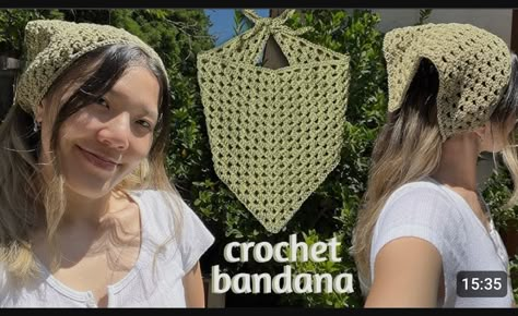 Crochet Granny Square Triangle, Granny Square Triangle, Rave Crochet, Headscarf Tutorial, Crochet Queen, Triangle Bandana, Granny Square Tutorial, Head Bandana, Crochet Bandana