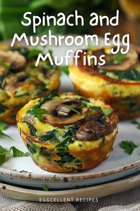 Start your morning right with delicious and nutritious Spinach and Mushroom Egg Muffins! #Spinach and Mushroom Egg Muffins #egg spinach mushroom muffins #egg muffins breakfast spinach mushroom #spinach mushroom sausage egg muffins #spinach mushroom feta egg muffins #spinach and mushroom egg muffins clean food crush #spinach mushroom cheese egg muffins #egg white spinach mushroom muffins Egg Mushroom Spinach, Eggs Spinach Mushrooms Breakfast, Egg White Muffins Healthy, Spinach Mushroom Egg Bites, Spinach Breakfast Muffins, Mushroom Muffins, Feta Egg Muffins, Mushroom Eggs, Breakfast Spinach