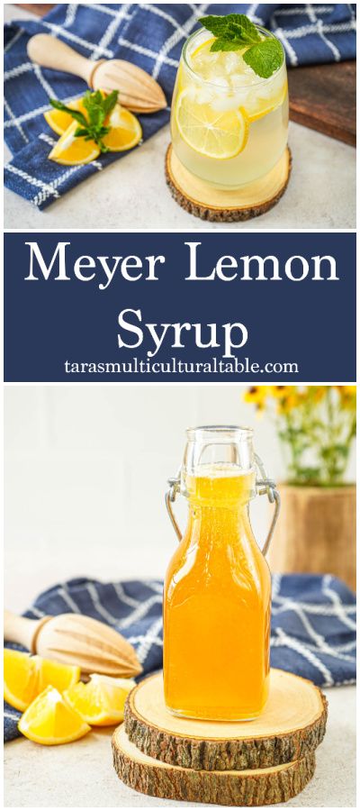 Meyer Lemon Syrup in a jar and mixed with sparkling water in a glass. Lemon Syrup Recipe, Lemon Simple Syrup, Homemade Coffee Syrup, Water Cocktails, Homemade Aioli, Simple Syrups, Creamy Salad Dressing, Pumpkin Hummus, Lemon Syrup