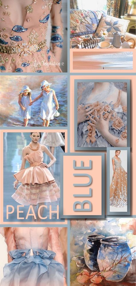 Ice Blue Color, Shades Of Peach, Peach And Green, Pastel Palette, Blue Colour Palette, Color Palette Design, Blue Peach, Colour Board, Jolie Photo