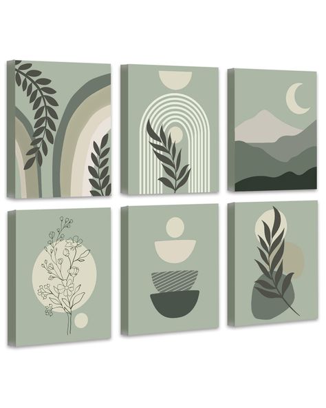 PRICES MAY VARY. GREEN BOHO WALL ART -Inspired by boho style and minimalism, The modern wall art prints perfectly combine geometric patterns, lines and neutral green and beige colors, making the artworks more abstract . Will be the perfect art decoration for your room. BOOST YOUR VIBES - New boho art designs will enhance the boho vibe of any room. We have designed a variety of bohemian artwork, you can add different styles of bohemian artwork to your room to enhance the visual effect of bohemian Boho Art Painting, Mid Century Modern Wall Decor, Bohemian Artwork, Modern Wall Art Prints, Boho Painting, Wall Decor Canvas, Boho Room Decor, Inspire Me Home Decor, Framed Botanicals